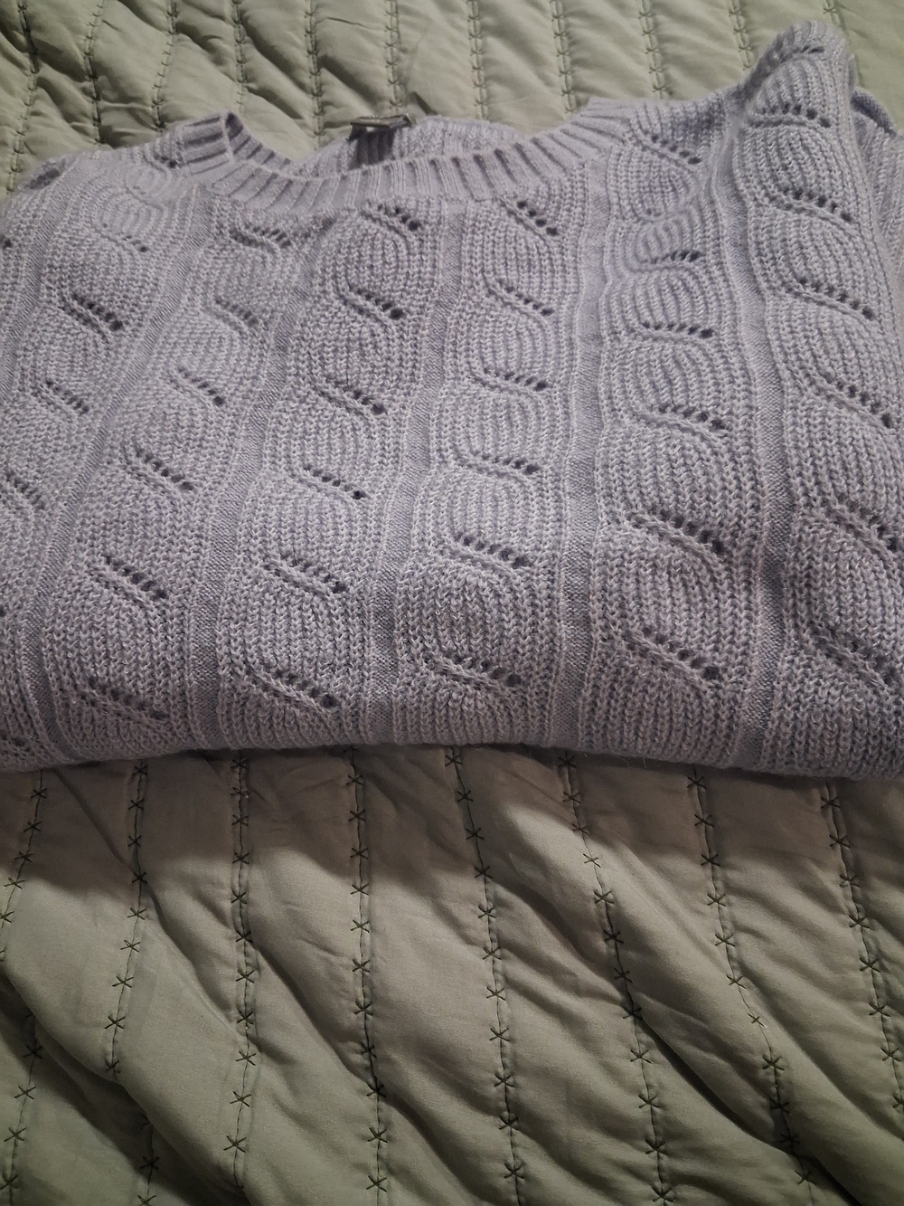 Falls Creek Lavender Cable Knit Crew Neck Sweater